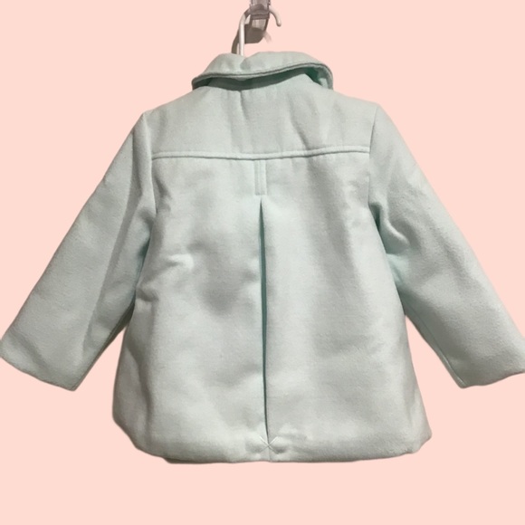 Little Me Toddler Girls Pea Coat Mint Green Bows Detail - Picture 2 of 9